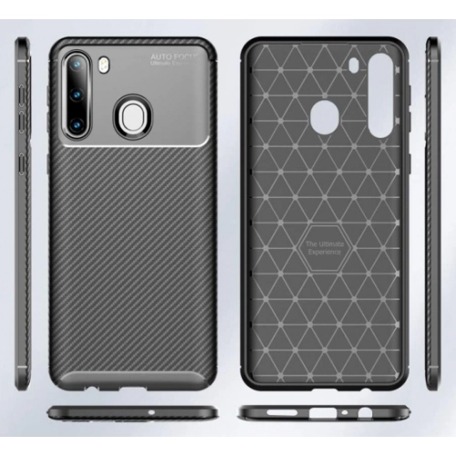 Samsung Galaxy A21 Kılıf Silikon Parmak İzi Bırakmayan Karbon Soft Negro Kapak - Lacivert