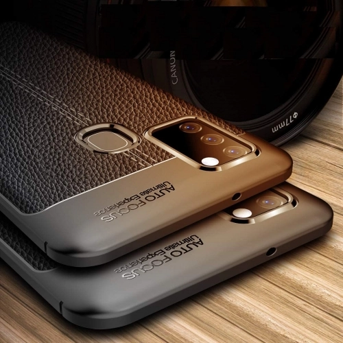 Samsung Galaxy A21s Kılıf Deri Görünümlü Lüks Parmak İzi Bırakmaz Niss Silikon Kapak - Lacivert