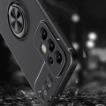 Samsung Galaxy A23 Kılıf Renkli Silikon Yüzüklü Standlı Auto Focus Ravel Kapak - Kırmızı - Siyah