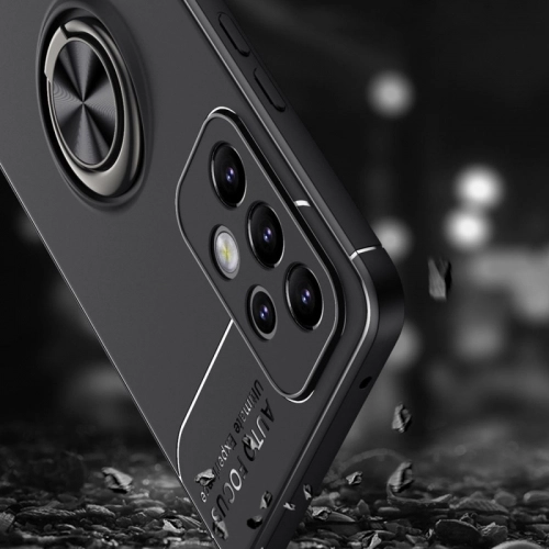 Samsung Galaxy A23 Kılıf Renkli Silikon Yüzüklü Standlı Auto Focus Ravel Kapak - Mavi