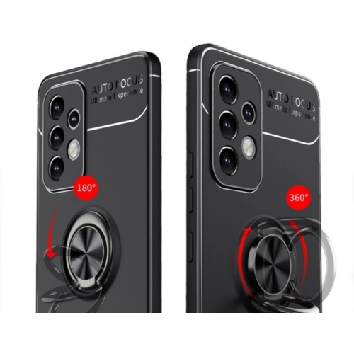 Samsung Galaxy A23 Kılıf Renkli Silikon Yüzüklü Standlı Auto Focus Ravel Kapak - Mavi