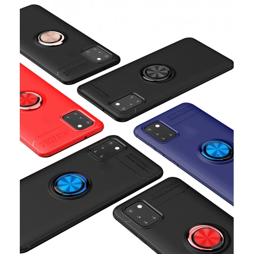 Samsung Galaxy A31 Kılıf Renkli Silikon Yüzüklü Standlı Auto Focus Ravel Kapak - Kırmızı