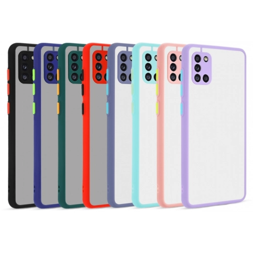 Samsung Galaxy A31 Kılıf Kamera Korumalı Arkası Şeffaf Mat Silikon Kapak - Koyu Yeşil