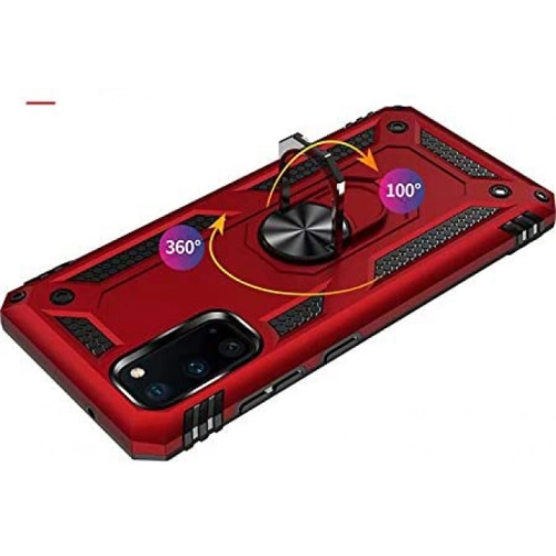 Samsung Galaxy A31 Kılıf Silikon Zırhlı Standlı Yüzüklü Mıknatıslı Tank Kapak - Lacivert