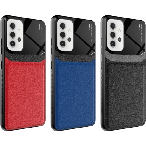 Samsung Galaxy A32 Kılıf Deri Görünümlü Emiks Kapak - Kırmızı