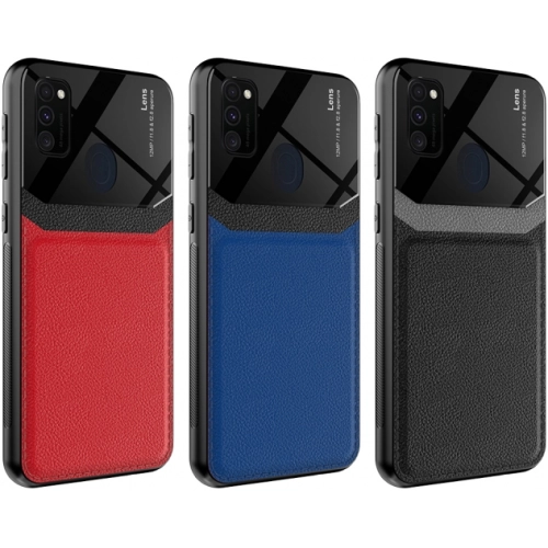 Samsung Galaxy M30s Kılıf Deri Görünümlü Emiks Kapak - Kırmızı