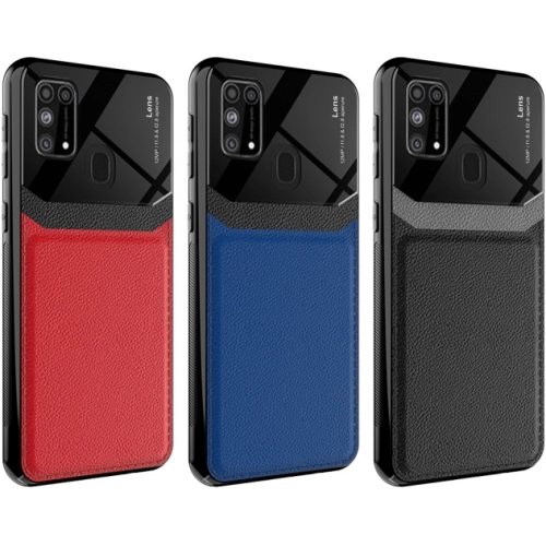 Samsung Galaxy M31 Kılıf Deri Görünümlü Emiks Kapak - Kırmızı