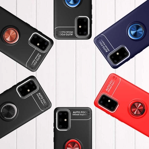 Samsung Galaxy M31s Kılıf Renkli Silikon Yüzüklü Standlı Auto Focus Ravel Kapak - Rose Gold