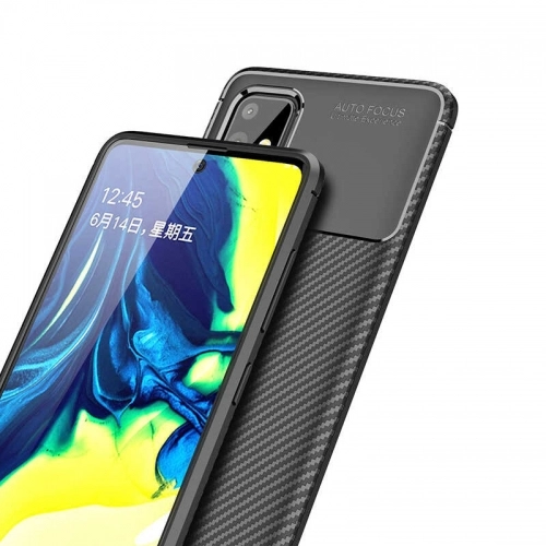 Samsung Galaxy M31s Kılıf Silikon Parmak İzi Bırakmayan Karbon Soft Negro Kapak - Lacivert