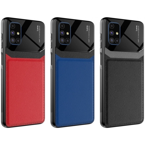 Samsung Galaxy M51 Kılıf Deri Görünümlü Emiks Kapak - Kırmızı