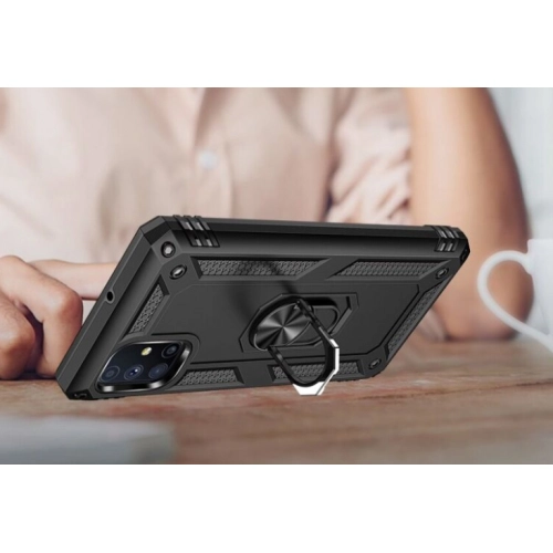 Samsung Galaxy M51 Kılıf Silikon Zırhlı Standlı Yüzüklü Mıknatıslı Tank Kapak - Gold