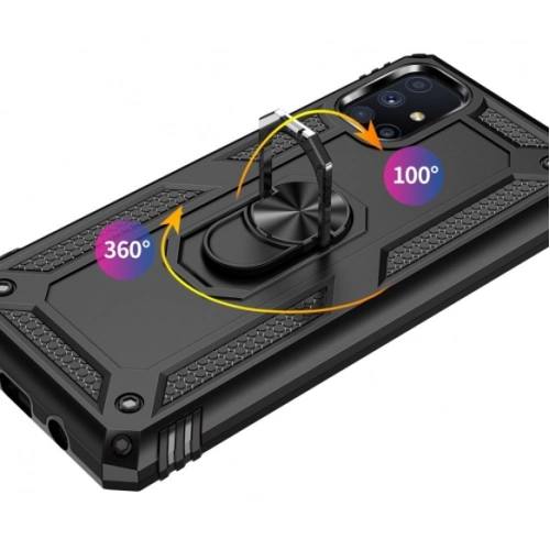 Samsung Galaxy M51 Kılıf Silikon Zırhlı Standlı Yüzüklü Mıknatıslı Tank Kapak - Gümüş