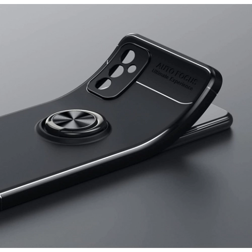 Samsung Galaxy M52 Kılıf Renkli Silikon Yüzüklü Standlı Auto Focus Ravel Kapak - Kırmızı