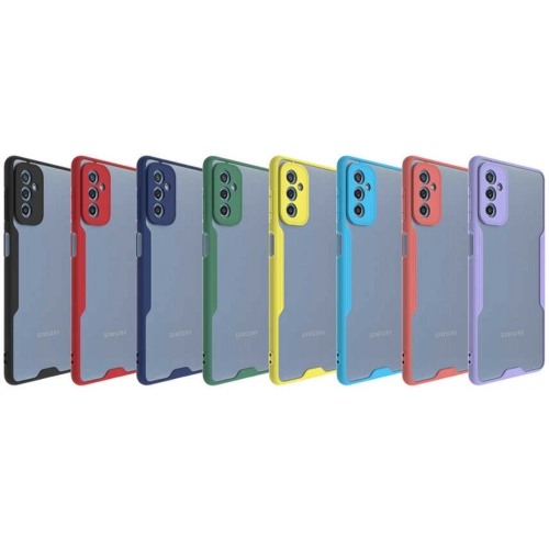 Samsung Galaxy M52 Kılıf Renkli Silikon Kamera Lens Korumalı Şeffaf Parfe Kapak - Kırmızı