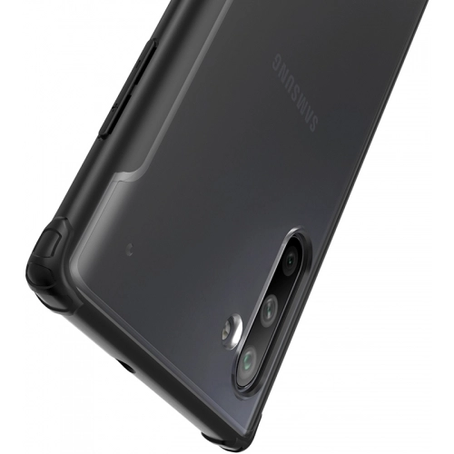 Samsung Galaxy Note 10 Kılıf Volks Serisi Kenarları Silikon Arkası Şeffaf Sert Kapak - Siyah