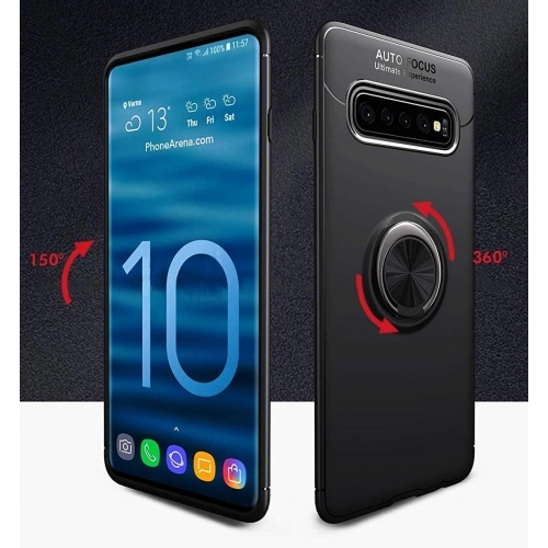 Samsung Galaxy Note 10 Plus Kılıf Renkli Silikon Yüzüklü Standlı Auto Focus Ravel Kapak - Mavi