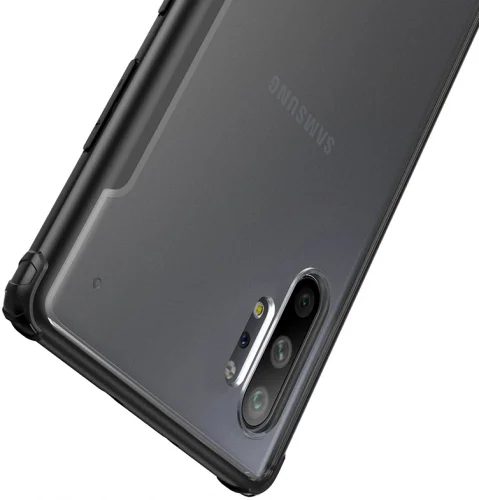 Samsung Galaxy Note 10 Plus Kılıf Volks Serisi Kenarları Silikon Arkası Şeffaf Sert Kapak - Siyah