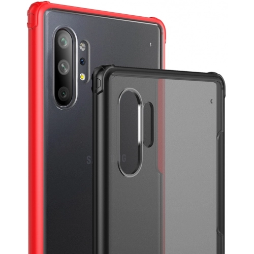 Samsung Galaxy Note 10 Plus Kılıf Volks Serisi Kenarları Silikon Arkası Şeffaf Sert Kapak - Kırmızı