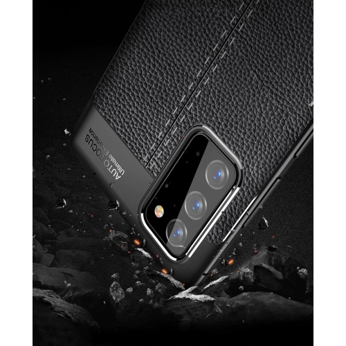 Samsung Galaxy Note 20 Kılıf Deri Görünümlü Lüks Parmak İzi Bırakmaz Niss Silikon Kapak - Lacivert