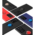 Samsung Galaxy Note 20 Ultra Kılıf Renkli Silikon Yüzüklü Standlı Auto Focus Ravel Kapak - Kırmızı - Siyah