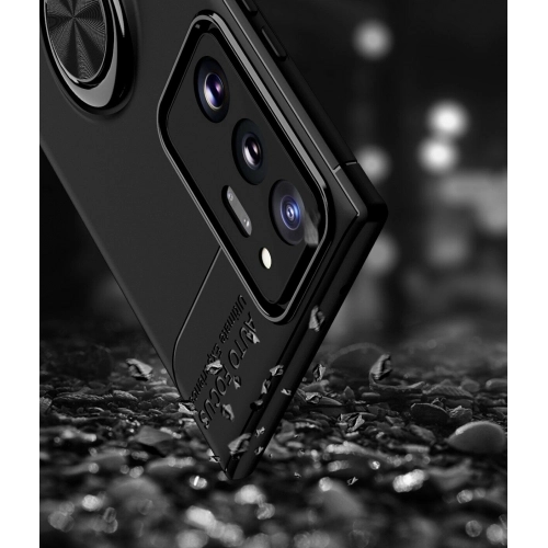 Samsung Galaxy Note 20 Ultra Kılıf Renkli Silikon Yüzüklü Standlı Auto Focus Ravel Kapak - Kırmızı