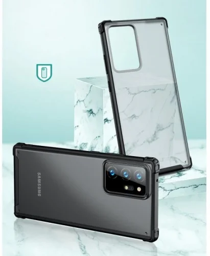 Samsung Galaxy Note 20 Ultra Kılıf Volks Serisi Kenarları Silikon Arkası Şeffaf Sert Kapak - Kırmızı