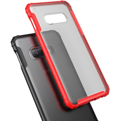 Samsung Galaxy S10e Kılıf Volks Serisi Kenarları Silikon Arkası Şeffaf Sert Kapak - Kırmızı