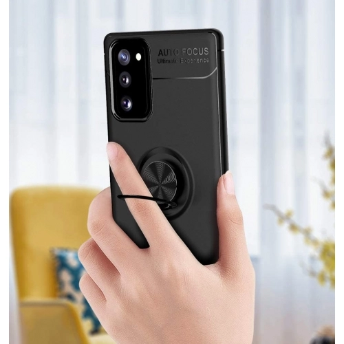 Samsung Galaxy S20 FE Kılıf Renkli Silikon Yüzüklü Standlı Auto Focus Ravel Kapak - Rose Gold