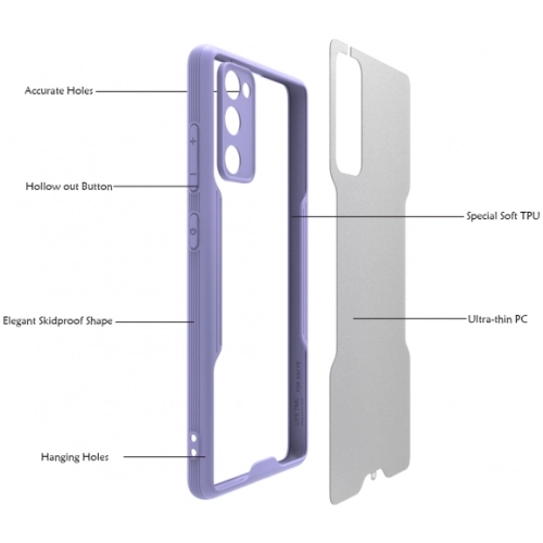 Samsung Galaxy S20 FE Kılıf Renkli Silikon Kamera Lens Korumalı Şeffaf Parfe Kapak - Mavi