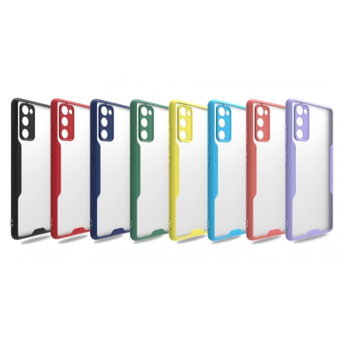 Samsung Galaxy S20 FE Kılıf Renkli Silikon Kamera Lens Korumalı Şeffaf Parfe Kapak - Mavi