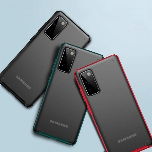 Samsung Galaxy S20 FE Kılıf Volks Serisi Kenarları Silikon Arkası Şeffaf Sert Kapak - Kırmızı