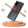 Samsung Galaxy S20 Kılıf Renkli Silikon Yüzüklü Standlı Auto Focus Ravel Kapak - Kırmızı