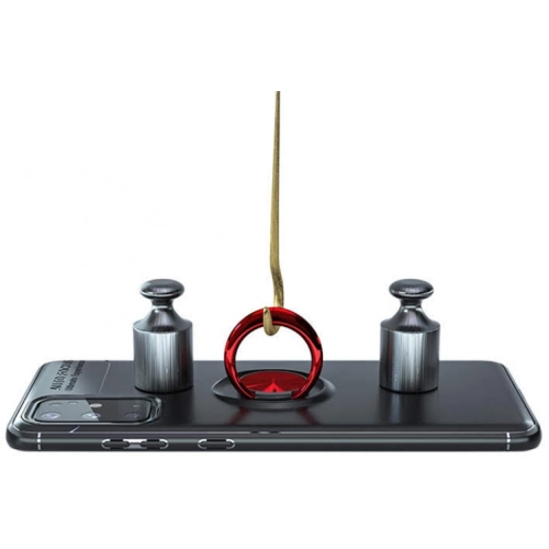 Samsung Galaxy S20 Kılıf Renkli Silikon Yüzüklü Standlı Auto Focus Ravel Kapak - Kırmızı