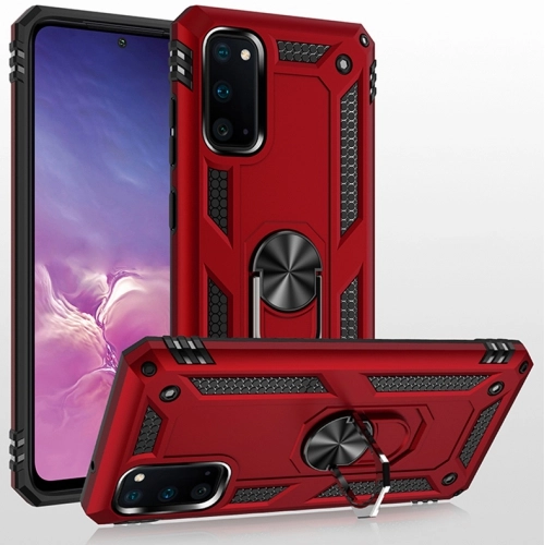 Samsung Galaxy S20 Kılıf Silikon Zırhlı Standlı Yüzüklü Mıknatıslı Tank Kapak - Lacivert