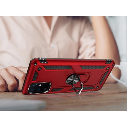 Samsung Galaxy S20 Plus Kılıf Silikon Zırhlı Standlı Yüzüklü Mıknatıslı Tank Kapak - Gri