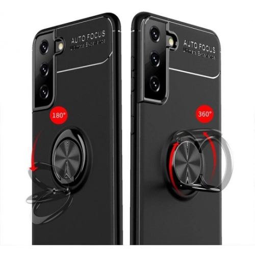 Samsung Galaxy S21 Kılıf Renkli Silikon Yüzüklü Standlı Auto Focus Ravel Kapak - Rose Gold