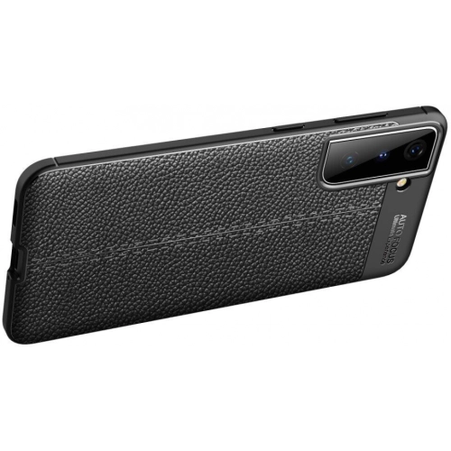 Samsung Galaxy S21 Kılıf Deri Görünümlü Lüks Parmak İzi Bırakmaz Niss Silikon Kapak - Lacivert