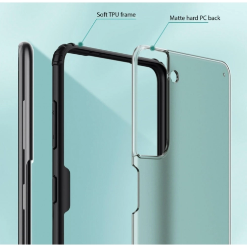 Samsung Galaxy S21 Kılıf Volks Serisi Kenarları Silikon Arkası Şeffaf Sert Kapak - Lacivert