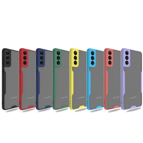 Samsung Galaxy S21 Plus Kılıf Renkli Silikon Kamera Lens Korumalı Şeffaf Parfe Kapak - Pembe