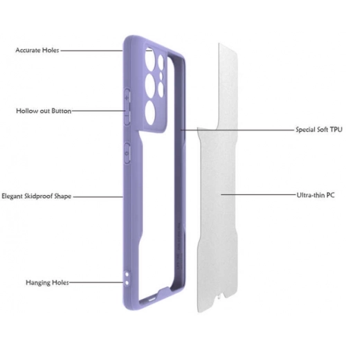 Samsung Galaxy S21 Ultra Kılıf Renkli Silikon Kamera Lens Korumalı Şeffaf Parfe Kapak - Lacivert