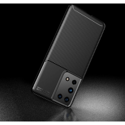 Samsung Galaxy S21 Ultra Kılıf Silikon Parmak İzi Bırakmayan Karbon Soft Negro Kapak - Lacivert