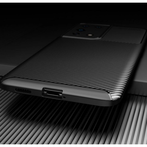 Samsung Galaxy S21 Ultra Kılıf Silikon Parmak İzi Bırakmayan Karbon Soft Negro Kapak - Lacivert