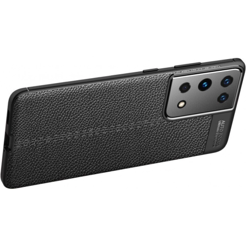 Samsung Galaxy S21 Ultra Kılıf Deri Görünümlü Lüks Parmak İzi Bırakmaz Niss Silikon Kapak - Lacivert