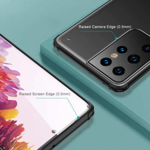 Samsung Galaxy S21 Ultra Kılıf Volks Serisi Kenarları Silikon Arkası Şeffaf Sert Kapak - Kırmızı