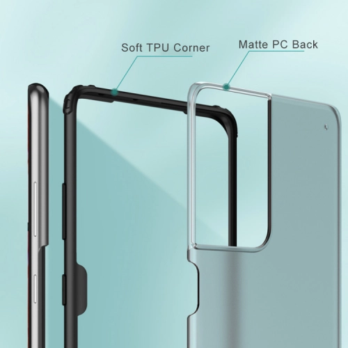 Samsung Galaxy S21 Ultra Kılıf Volks Serisi Kenarları Silikon Arkası Şeffaf Sert Kapak - Kırmızı