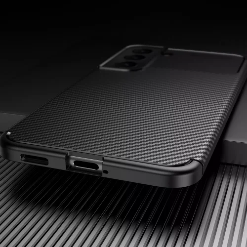 Samsung Galaxy S22 Kılıf Karbon Serisi Mat Fiber Silikon Negro Kapak - Lacivert
