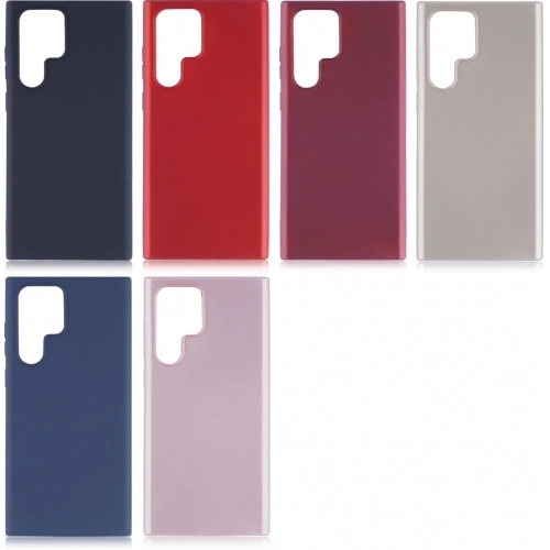 Samsung Galaxy S22 Ultra Kılıf İnce Soft Mat Renkli Esnek Silikon Kapak - Rose Gold