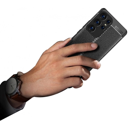 Samsung Galaxy S23 Ultra Kılıf Deri Görünümlü Lüks Parmak İzi Bırakmaz Niss Silikon Kapak - Lacivert