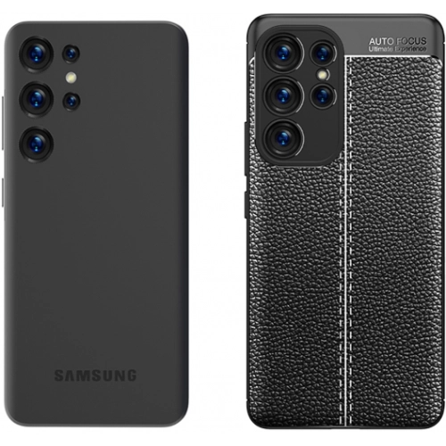 Samsung Galaxy S23 Ultra Kılıf Deri Görünümlü Lüks Parmak İzi Bırakmaz Niss Silikon Kapak - Lacivert