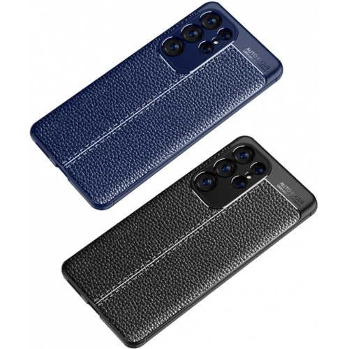 Samsung Galaxy S23 Ultra Kılıf Deri Görünümlü Lüks Parmak İzi Bırakmaz Niss Silikon Kapak - Lacivert